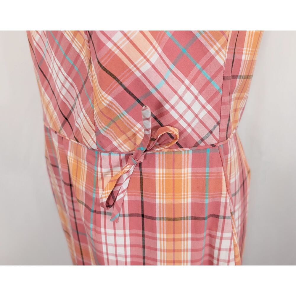 Vintage 90s Y2K Dress Pink Plaid Sundress Cotton Blend Women's Size 12 New - Picture 3 of 7